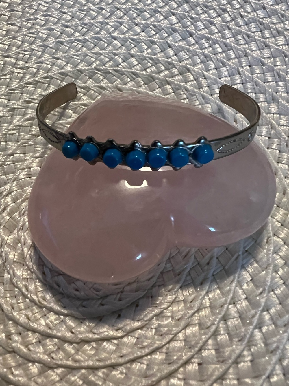 Vintage South Western Nickel Silver Childs Turqouise Cuff Bracelet